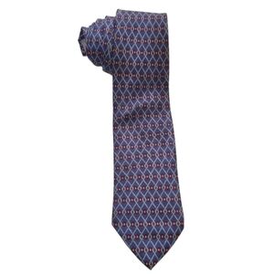 Christian Dior blue red gray chain link pattern mens silk neck tie